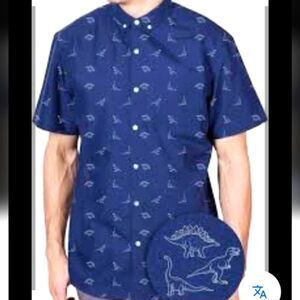 two for $24 Blue Casual Button Down Shirt with Geometric Print